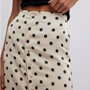 Free People Miranda satin polka dot midi skirt
